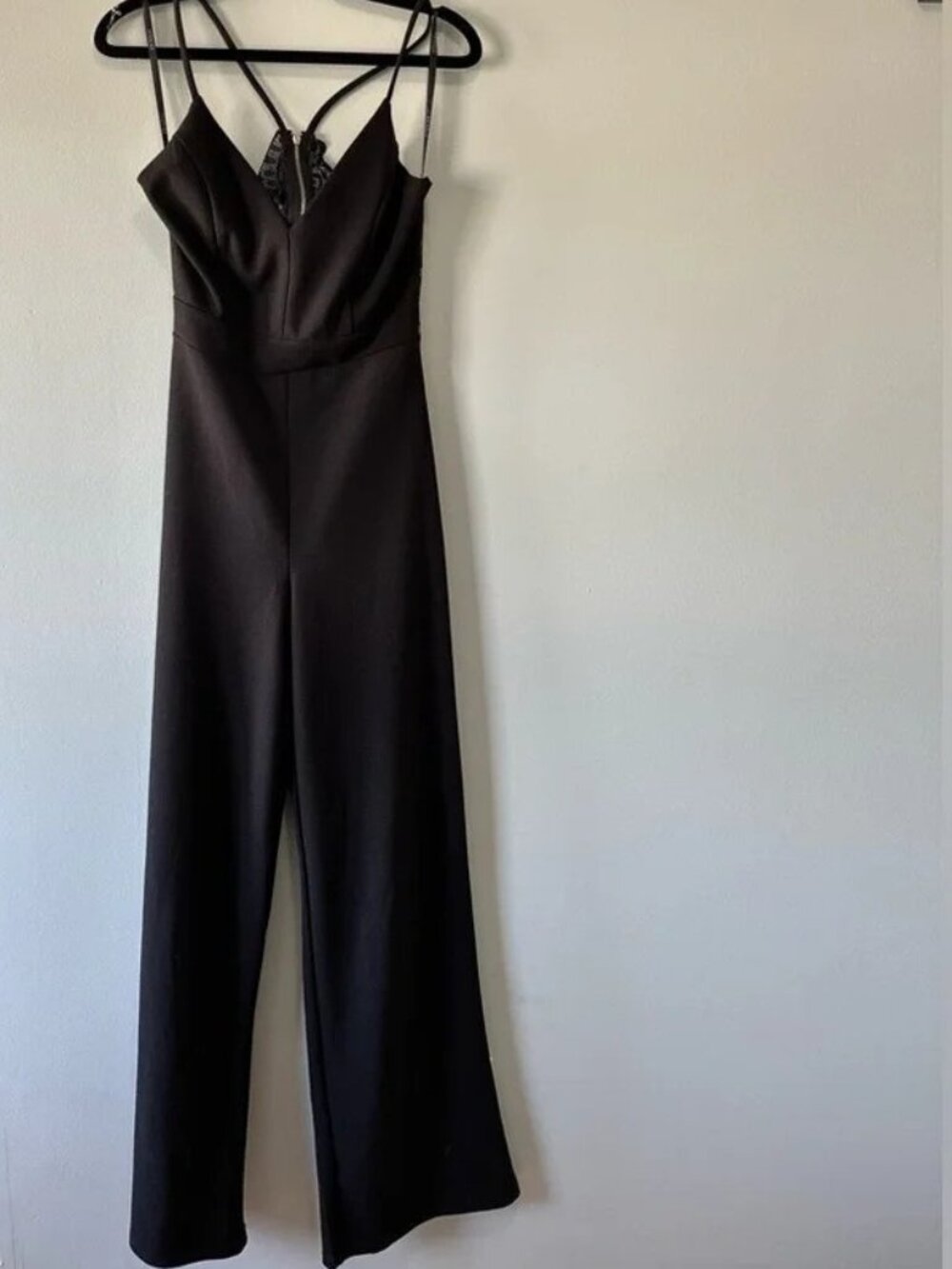 Joe & Elle lace back black jumpsuit with wide leg pants